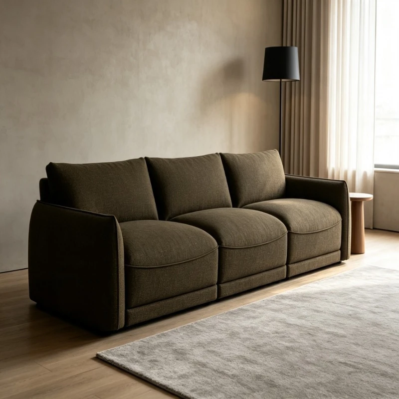 Modern modular sofa with simple padded cushions for living rooms