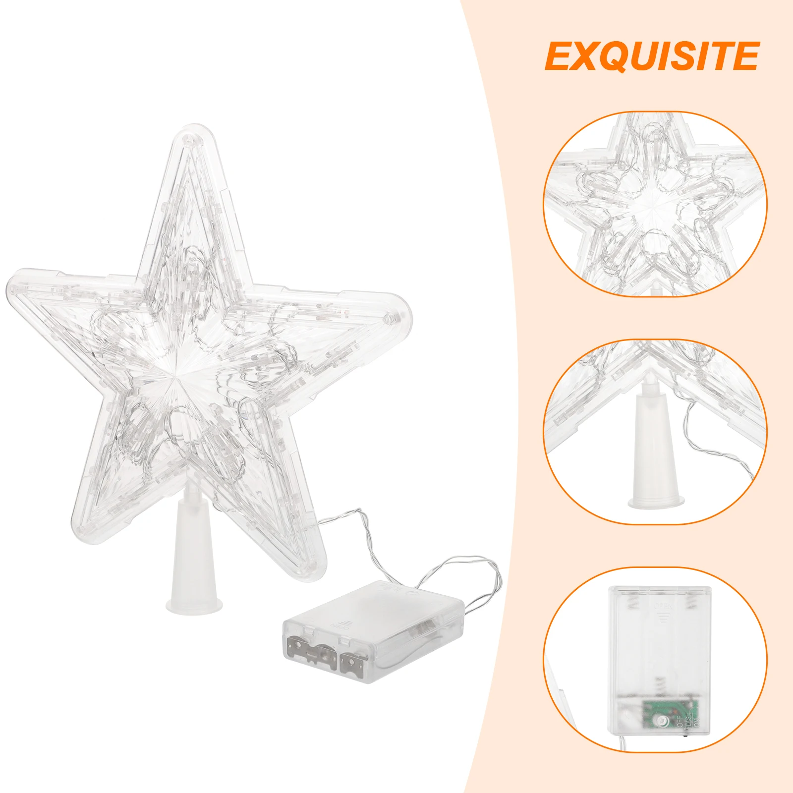 2 Pcs Christmas Tree Lighted LED Star Decoration Small Topper Simple Toppers Pentagram Banquet