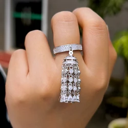 ThreeGraces 2025 New Fashion Shiny Zirconia Bridal Wedding Evening Party Tassel Ring for Women Chic Daily Party Jewelry R322
