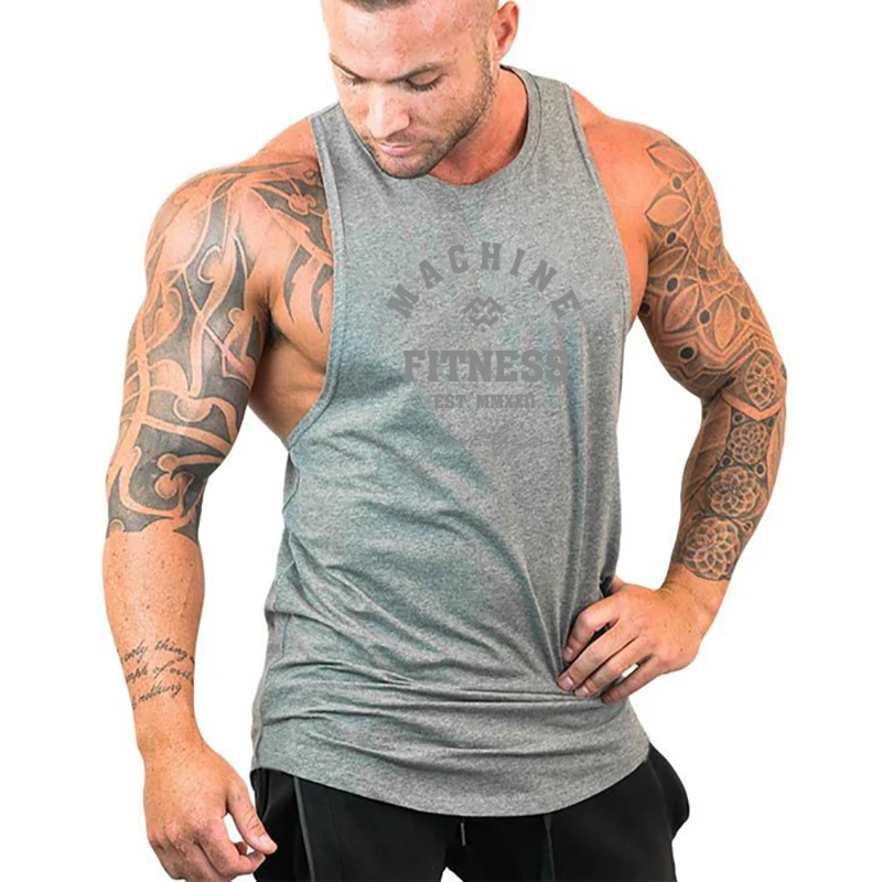 MACHINE FITNESS JUST GYM Bodybuilding Tank Top Mens Workout Vest Cotton Sleeveless shirt Jogger clothing Muscle Stringer Singlet