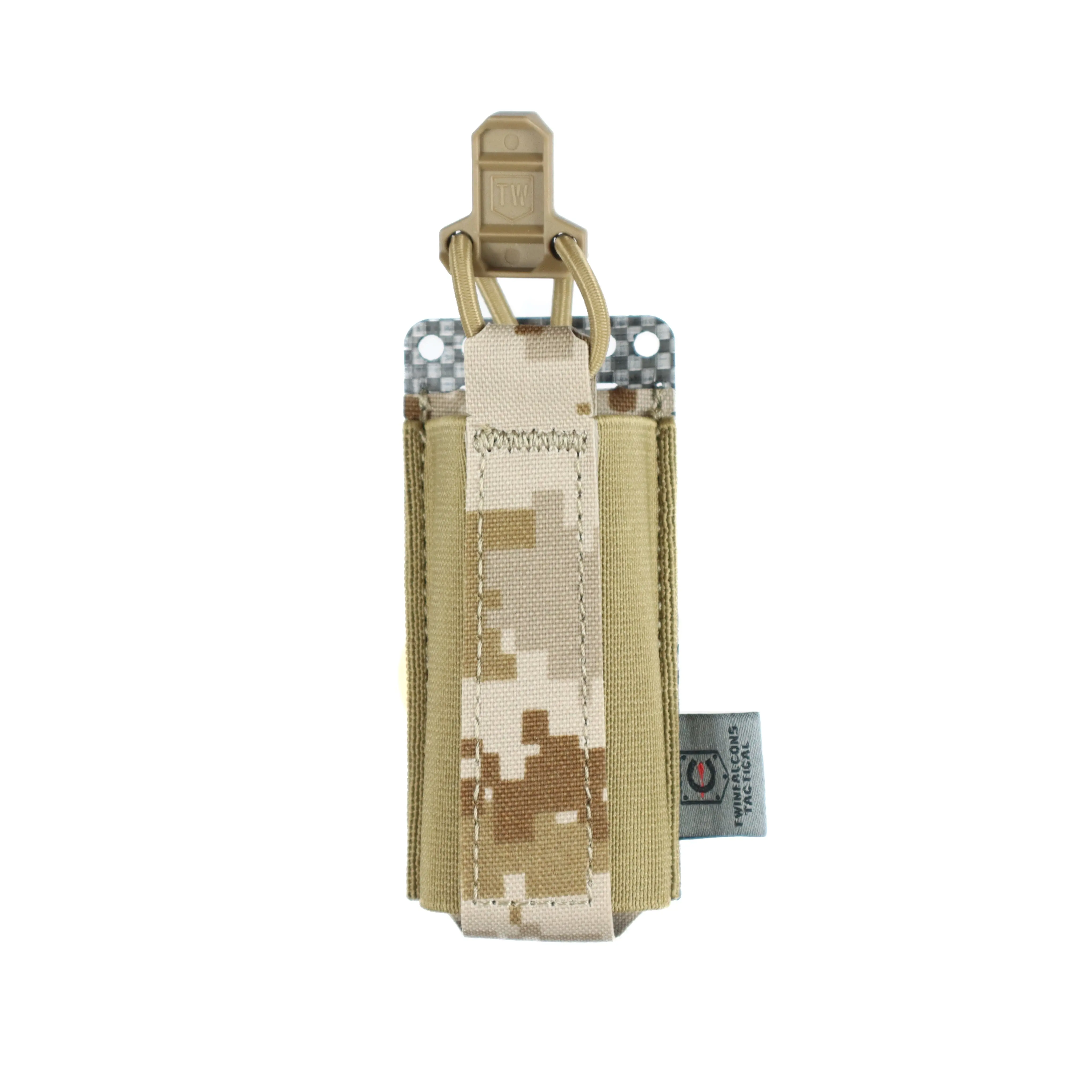 TW-M095 Twinfalcons Ferro Style Single 9mm Mag Pouch Elastic Tegris AOR1 Multicam Pistol Magazine Airsoft Wargame Milsim