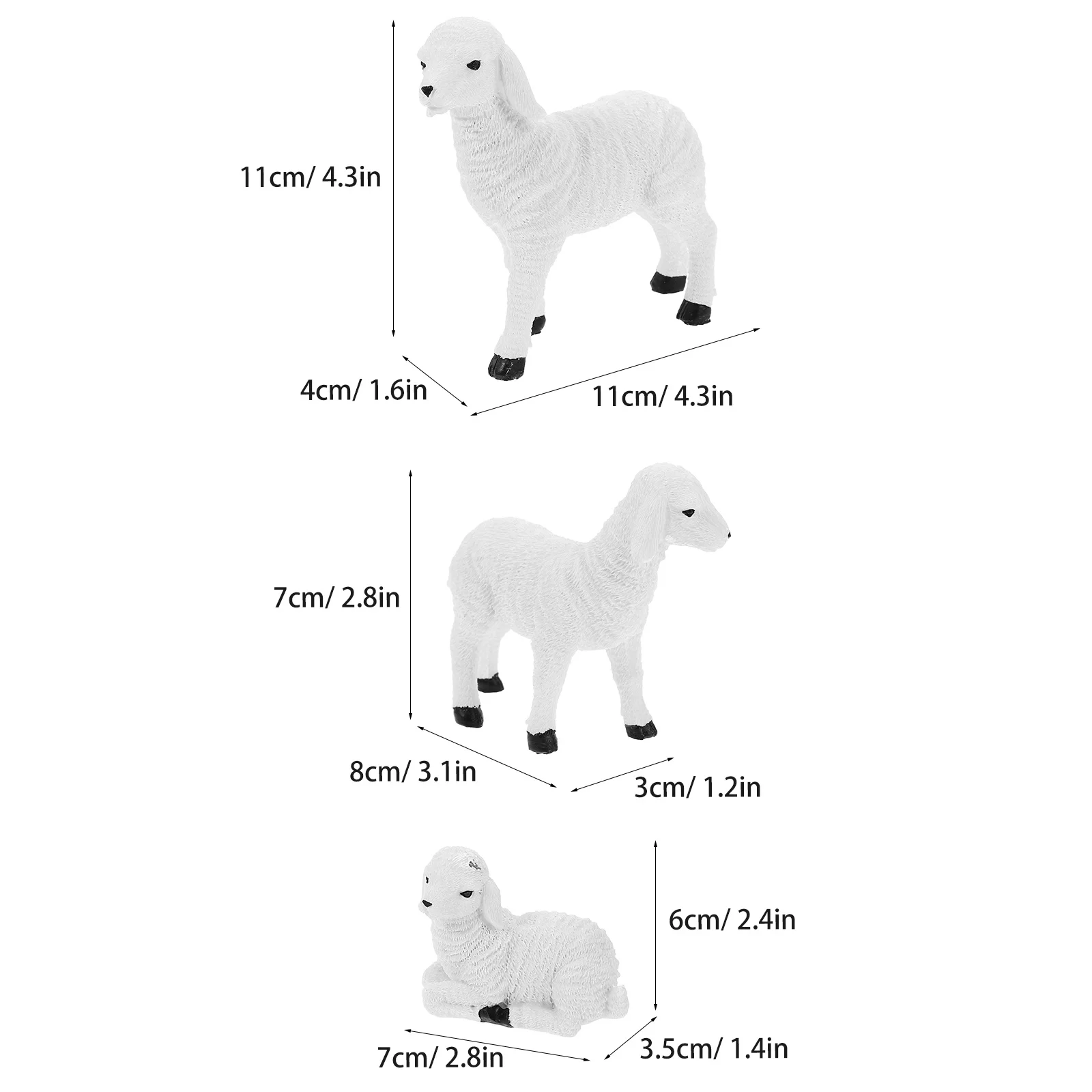 3 قطعة نابض بالحياة الراتنج الأغنام الحلي مصغرة خروف المنحوتات حديقة المنزل في الهواء الطلق ديكور الراتنج الأغنام تمثال #6