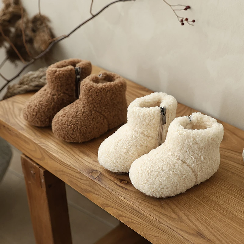 

Toddler Kids Casual Boots Suede Comfortable Girls Warm Boots Korean Style Soft 2025 Winter New Baby Walking Shoes Size 16-25