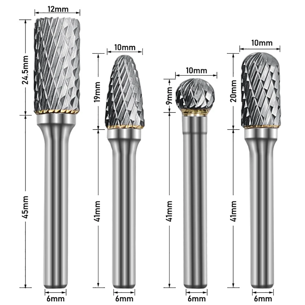 Imagem -03 - Carboneto de Tungstênio Milling Cutter Kit Rotary Burr Arquivos Bits Kit mm 12 mm Fit para Ferro Hard Metal Cnc Endo Gravura 4