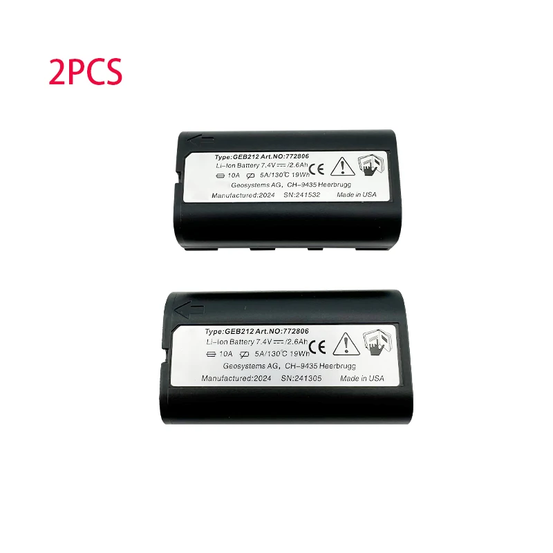 2PCS GEB212 Battery 7.4V 2600mAh For Leica ATX1200 ATX1230 GPS1200 GPS900 GRX1200 Total Stations Rechargeable