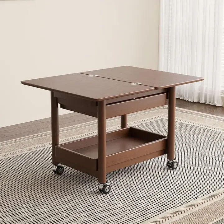 Movable coffee table side table cart