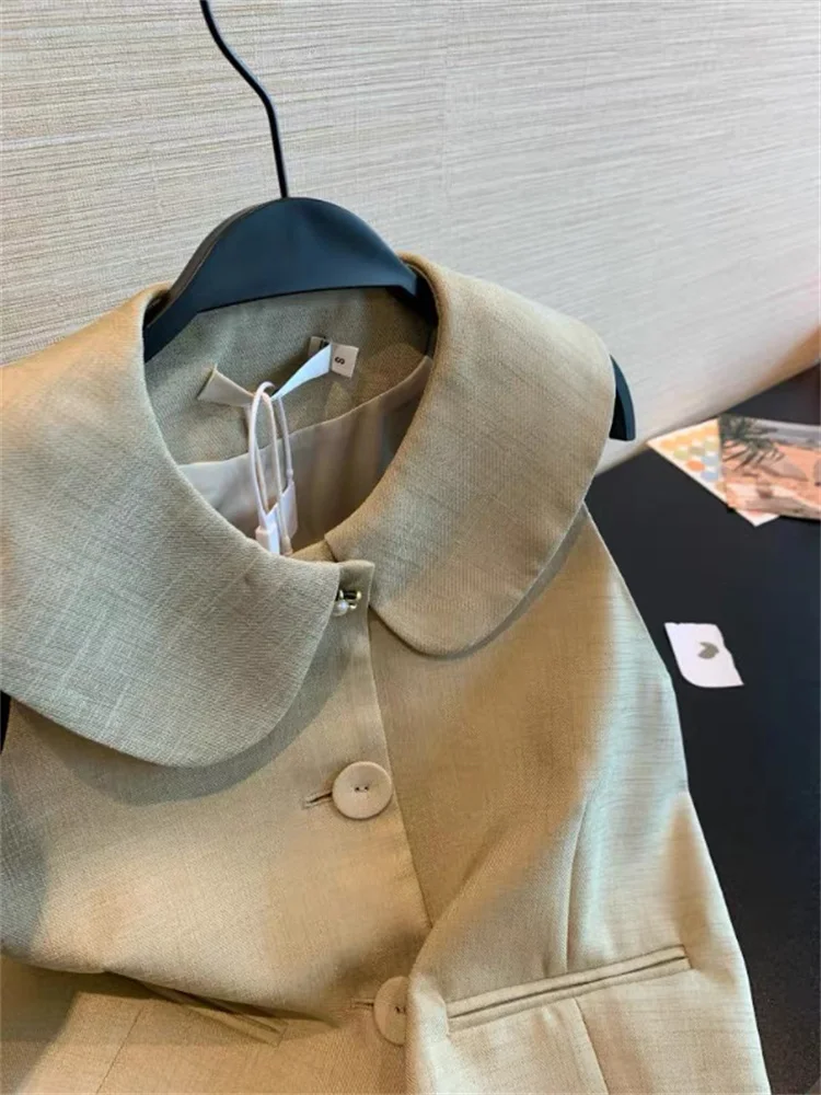 

Retro Sle Svel Vest Loose ort Doll Collar Fraance Sle Top for Younger Look Summer Faion Ladies Vest