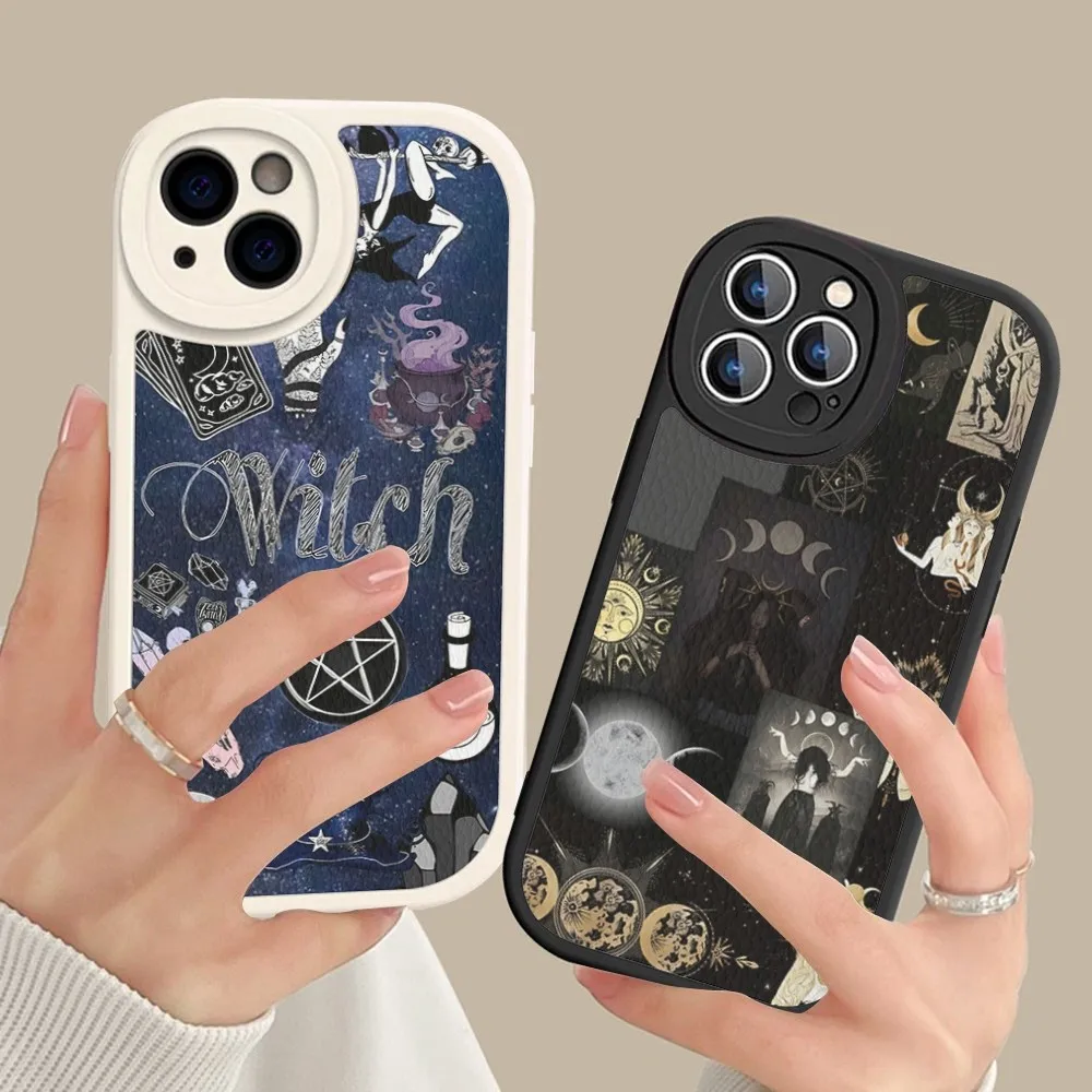 

Witches Moon Tarot Mystery Totem iphone case Hard Leather For iPhone 14 13 12 Mini 11 14 Pro Max Xs X Xr 7 8 Plus Fundas