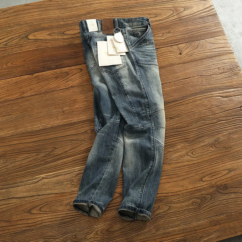 

Jeans for men, distressed, washed, repaired, tall, trendy, retro, fashionable, casual, street denim pants