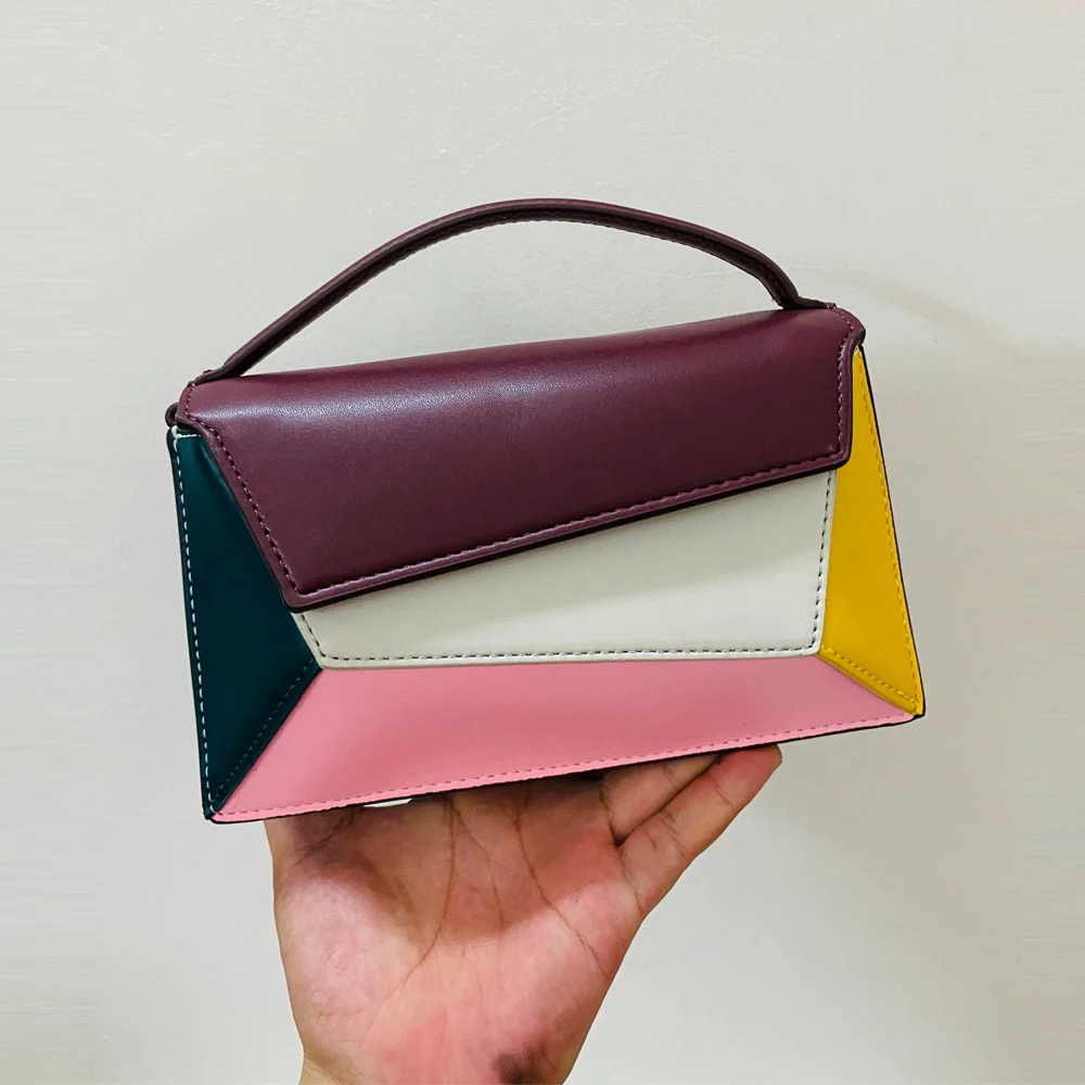 Geometric Color Contrast Rhombus Organ Bag Luxury Designer Handbags For Women 2023 New Shoulder Crossbody Small Square Bags