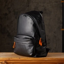 High Quality Luxury Black Backpack For Men Women Real Leather Travel Rucksack College Students Schoolbag Causal Bagpack Mochila