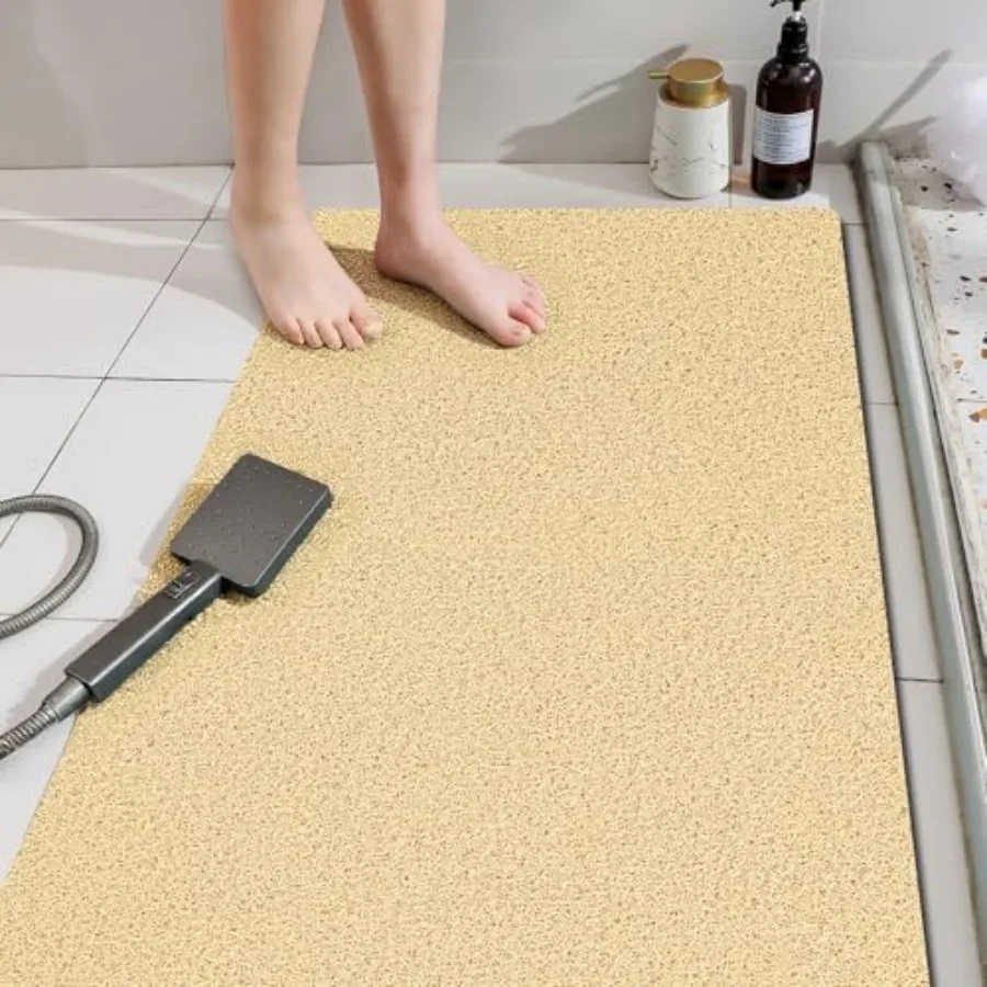 

Противоскользящий коврик для душа 58x32 дюйма, быстросохнущий, из ПВХ, с текстурой люфы, легко моющийся, мягкий, для ванной комнаты, для душевой кабины и пола у ванны