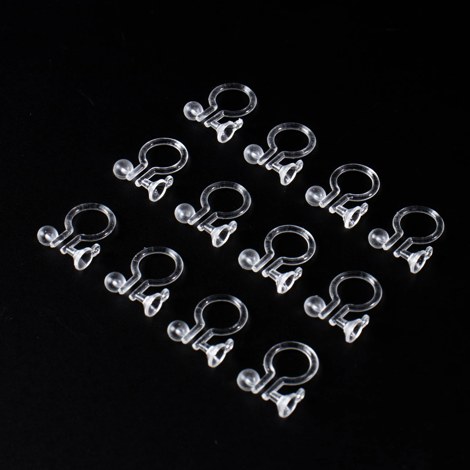 50 Pcs  Clear Plastic Clip-on Earring Converter Component Fit for 3mm Rhinestone 12x9x3mm  for Non Pierced Ears image 4
