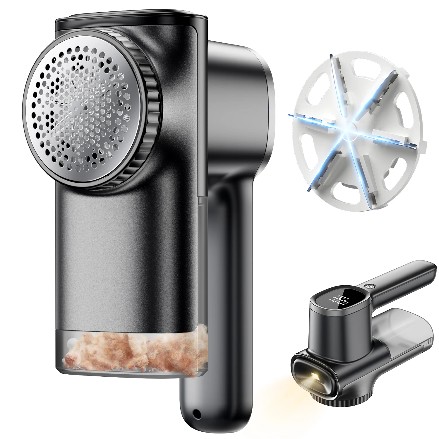 

Перезаряжаемая бритва для удаления ворса, 3-скоростная бритва для ткани со светодиодным дисплеем, 6-листовые лезвия, бритвы для свитера для одежды и мебели