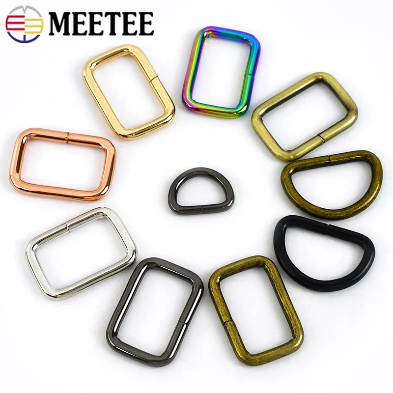 10/30Pcs Meetee 16-50mm Metal Ring Buckle Webbing Connect Clasp Backpack Straps Pet Collar Adjust Hook DIY Hardware Accessories