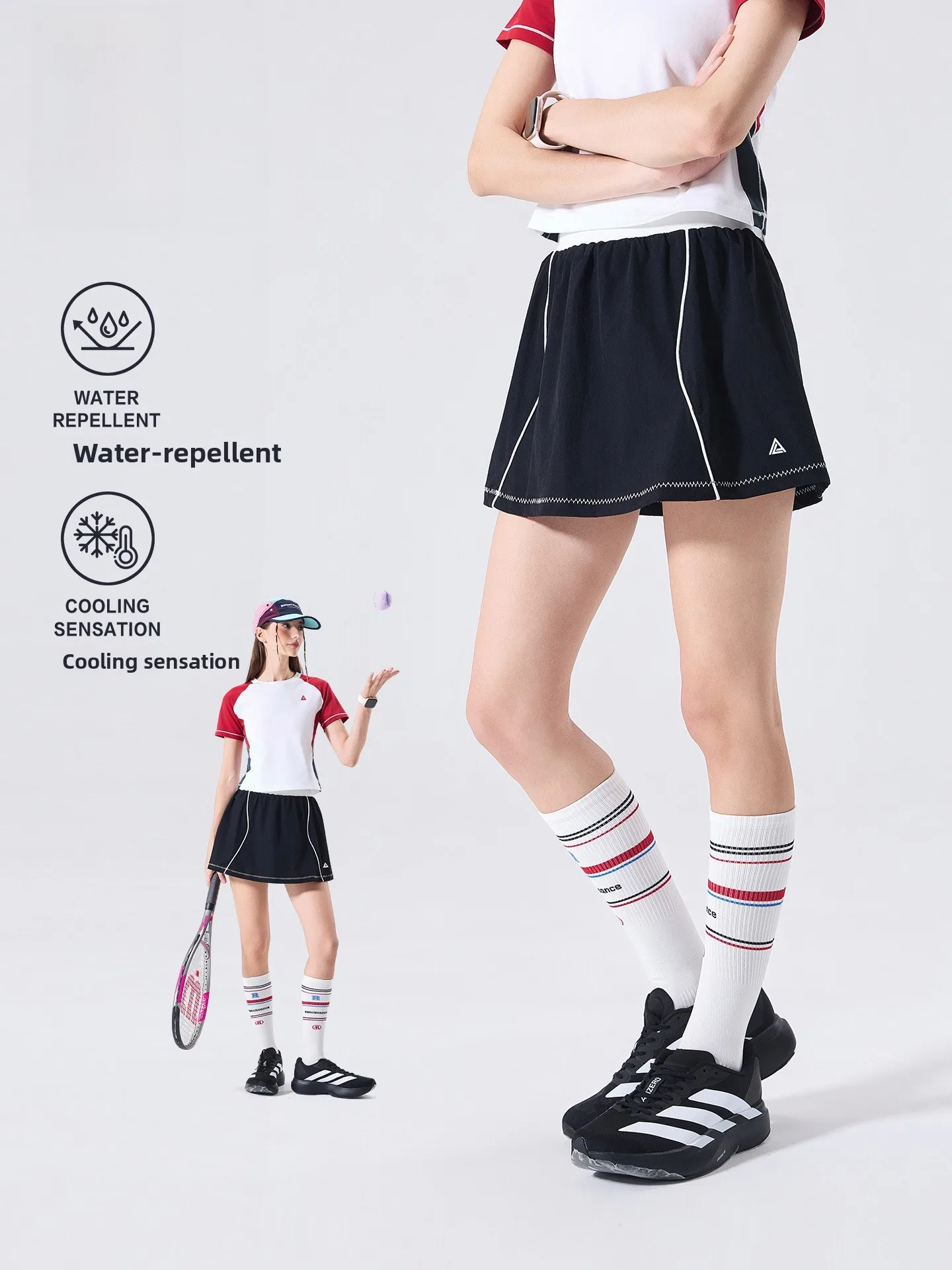 LAZY DAY Outdoor Water-Resistant Cooling Short Skirt Women's Summer Casual Sporty A-Line Skirt High Waist Nylon Fabric