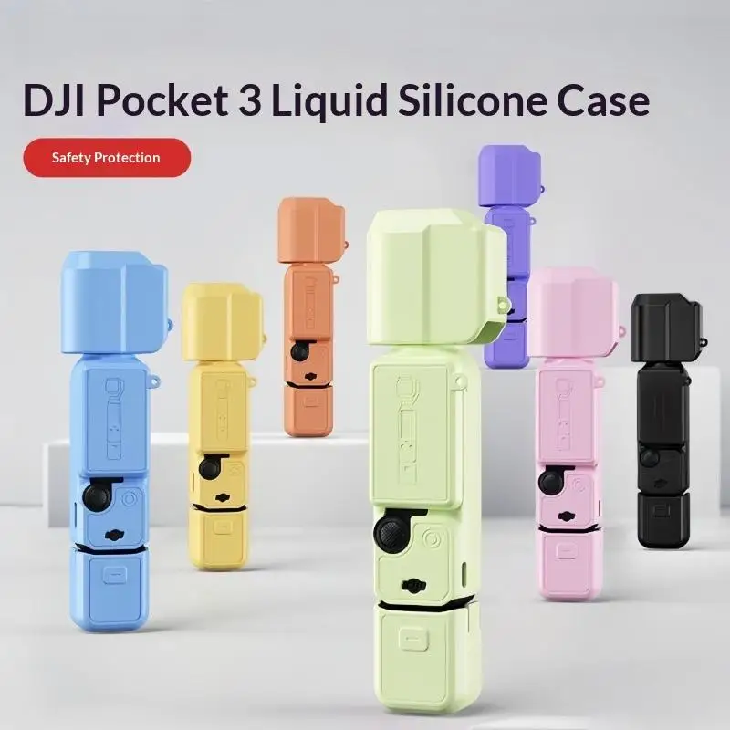 Silicone Case for OSMO Pocket 3 Anti-Slip Anti-Scratch Full Coverage Lens Screen Protector Cap for Vlog Shooting Accessories