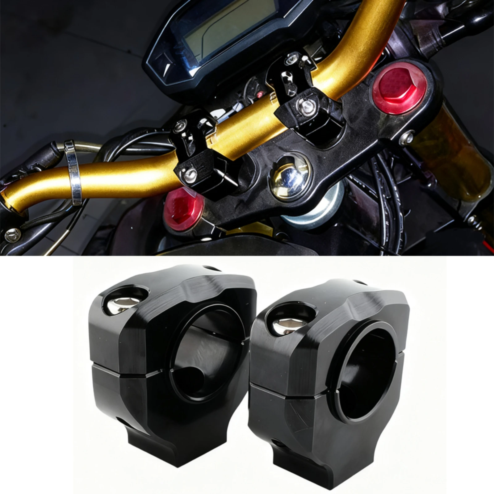 

For Motorcycle ATV Dirt Bike Suitable for Pack of 2 1/8inch 28mm Handlebar Risers Mount Clamps