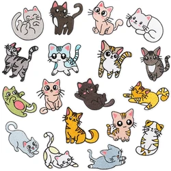 1pcs Patch Stickers Iron On Patches for Clothing Sewing Qute Cat Embroidery Fusible Applique Badge Bag Decoration Stripes