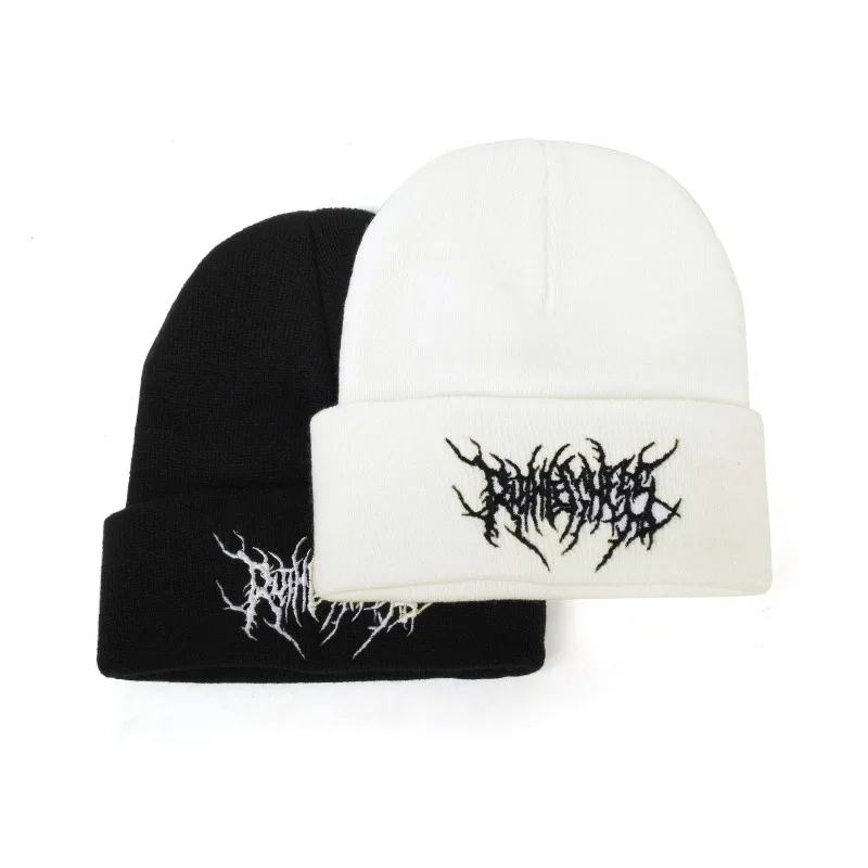 

Warm Women Men Winter Beanies Hats Gothic Street Punk Knitted Bonnet Caps 100% Cotton Fashion Keep Warm Skullies Beanies Hats