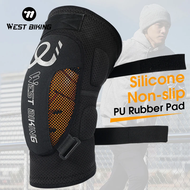 WEST BIKING Knee Pads Cycling Protector With PU Rubber Pad Physical Filling Running Basketball Sports Safety Knee Tendon Support