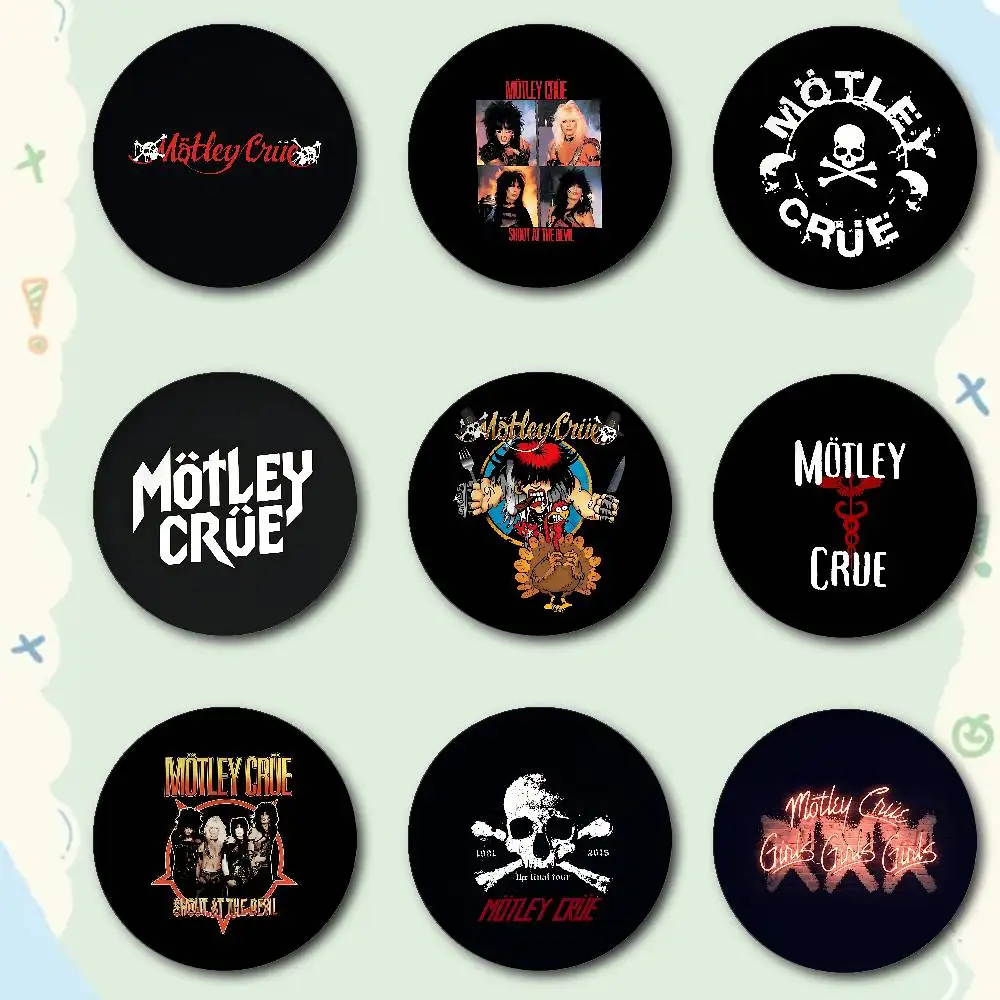 Band Motley-Crues-Retro Premium Tinplate Round Lapel Pins: Cute Badge Brooches For Shoulder Bag Accessories, Souvenir Gifts