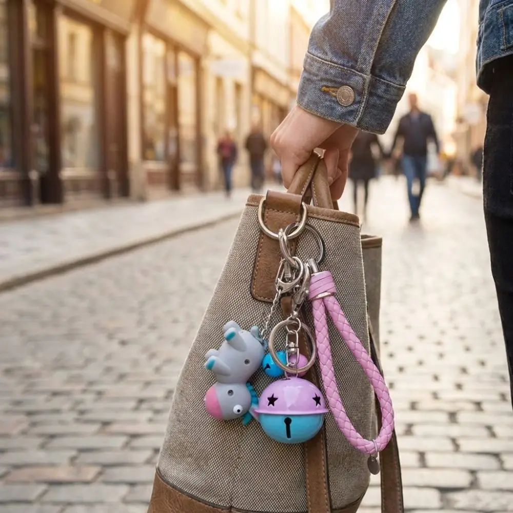 Fidget Cute Donkey Sounding Key Ring Sound Effect LED Light Donkey Luminous Keychain Mini with Bell Fingertip Clicker