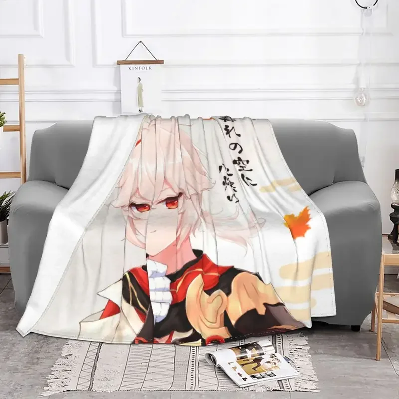 Kazuha Kae Genshin blow blanket flannel printed breath light throw blanket sofa for car carpet part