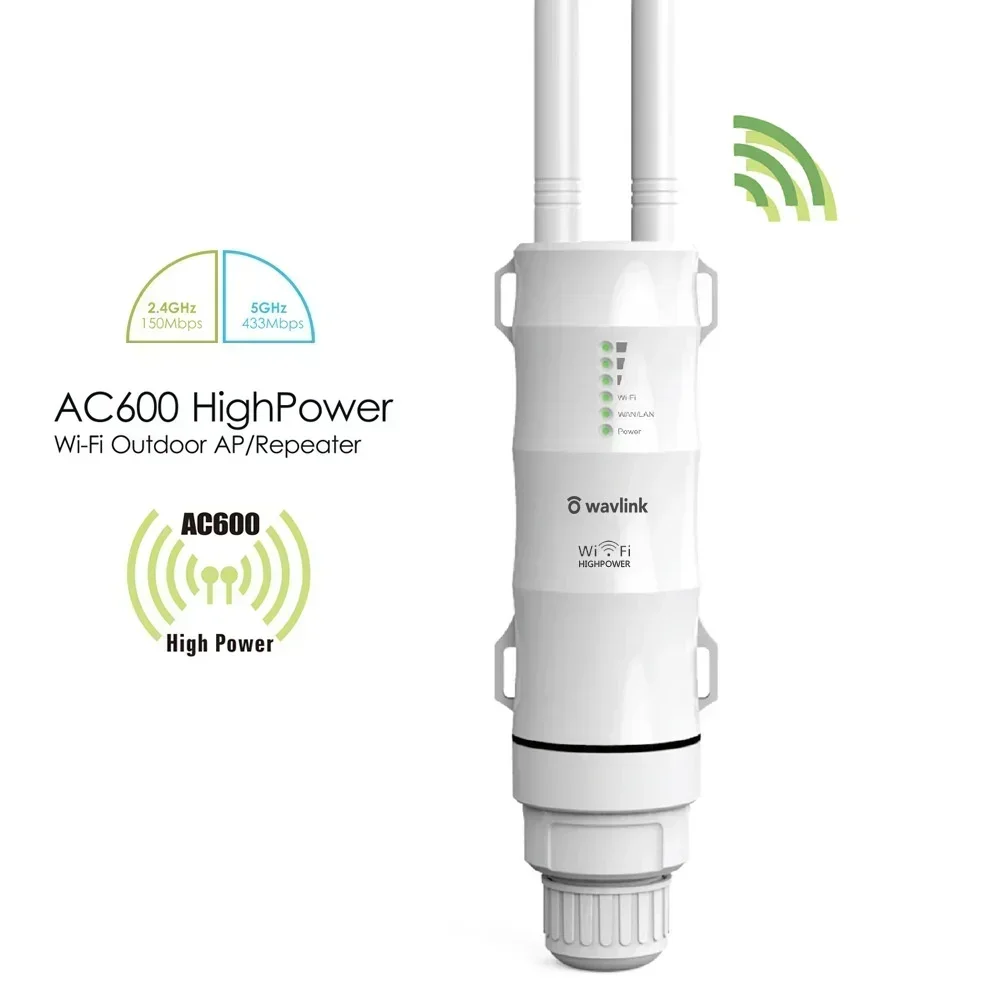 Wavlink-amplificador de señal WiFi AC600, repetidor inalámbrico para exteriores, extensor de enrutador, puente 5G, POE, enchufe europeo y