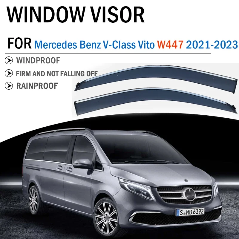 FOR Mercedes Benz Viano V-Class Vito W447 W639 Window Visor Deflector Visors Shade Sun Rain Guard Smoke Cover Shield Awning Trim