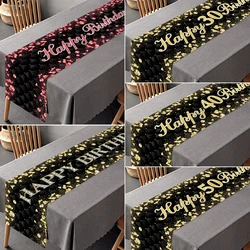 Runner da tavolo in oro nero 35x180 cm 18 21 30 40 50 60 anni Decorazione festa di compleanno Runner da tavolo per compleanno con glitter dorati per adulti