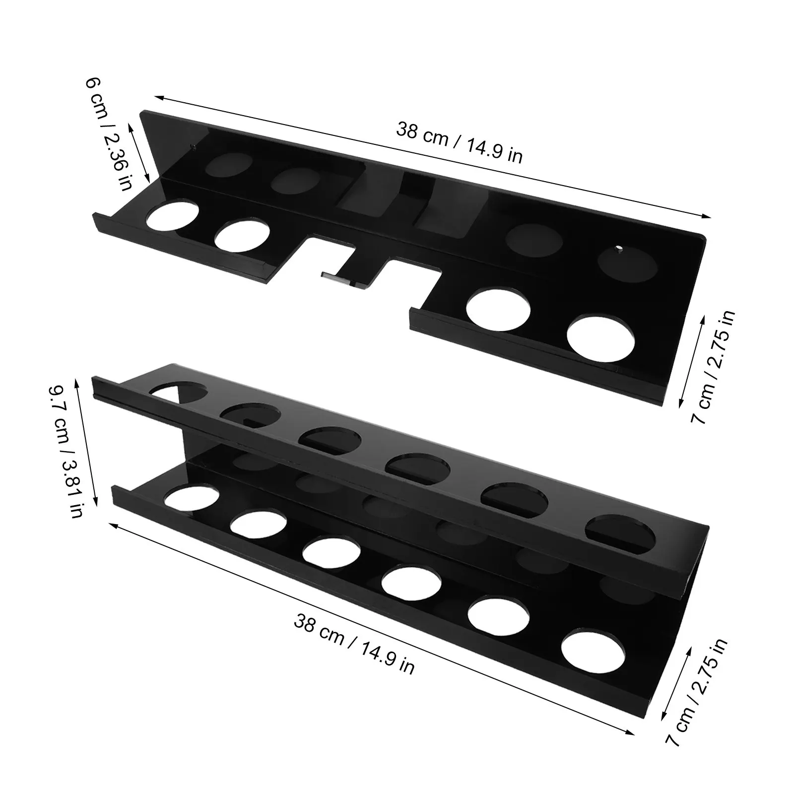 2Pcs High Transparency Acrylic Pool Cue Rack Wall Mount Billiard Ball Storage Organizer Display Billiard Cue Wall Rack