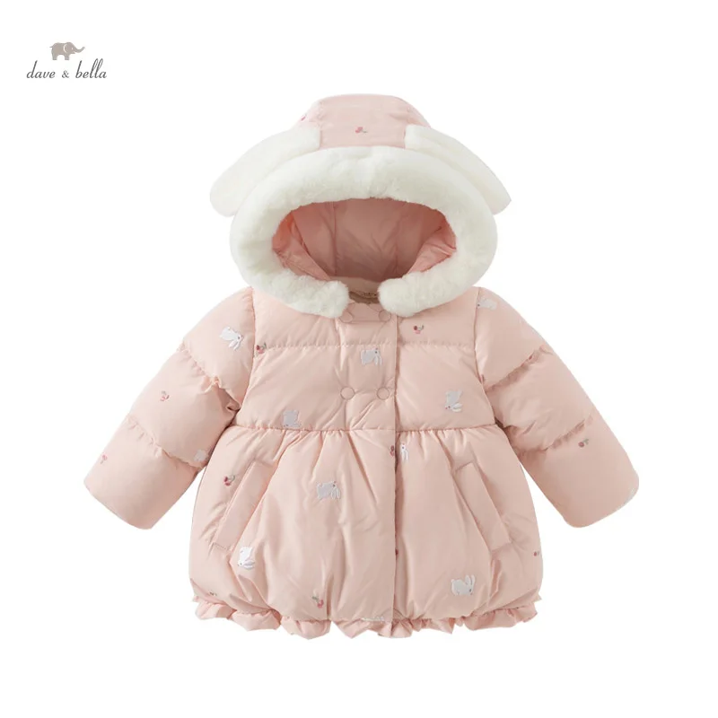 Dave Bella Children Girls Cute  Tops Outerwear 2024 Autumn Winter Fashion  Casual Sweet Overcoat Parkas Outdoor Warm DB4242667