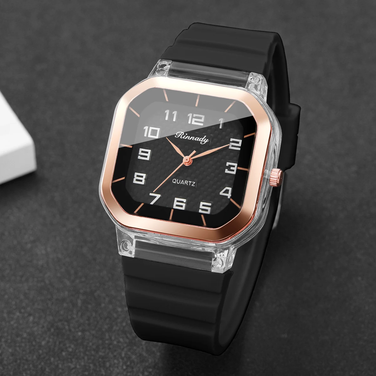 أزياء مربع العربية الهاتفي المرأة كوارتز ساعة السيدات سيليكون حزام ساعة اليد Reloj Mujer الفتيات ساعة هدية (بدون صندوق) #3