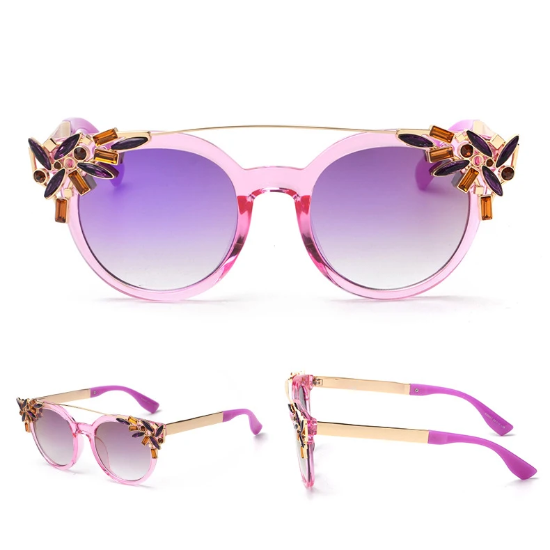 Luxury Sunglasses High Quality Brand Designer rhinestone Vintage Women Sun Glasses Cat Eye Fashion Party UV protection