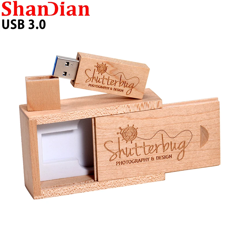 

SHANDIAN PAY Free Custome LOGO Maple Wooden USB 3.0 Flash Drive 32GB 64GB 8GB 16G High Speed Pen Drives Photography Memory Stick