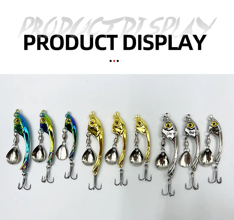 ShareShark 5 Stück/Box Angelköder Spinner Löffelköder Rotierende Metall-VIB-Köder Vibrations-Wobbler Sinkende Pailletten-Köder Pesca – Detail 11