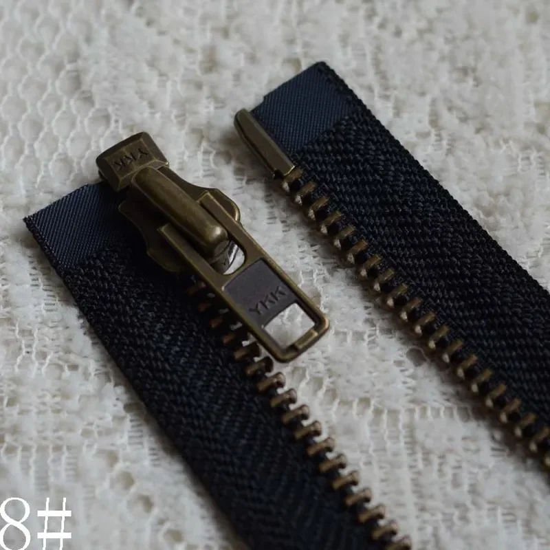 8# 65 To 75cm Oversize Vintage YKK Metal Black Zipper Single Open End Bronze Fastener for Jacket Tailor Sewing Accessories