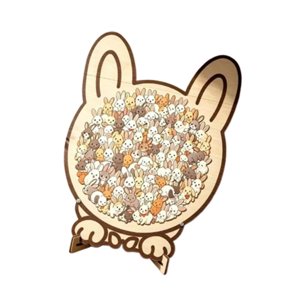 Brain Burning Cat Wooden Puzzle Dog Little Bear Cat-shaped Jigsaw Colored DIY Assembly Unique Irregular Puzzle For Adults
