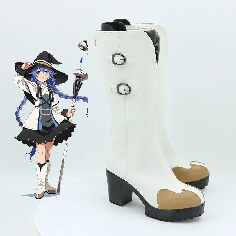 Roxy-Chaussures montantes en cuir PU pour femmes, chaussures de magicien, accessoires de cosplay personnalisés, anime féminin, Halloween, même