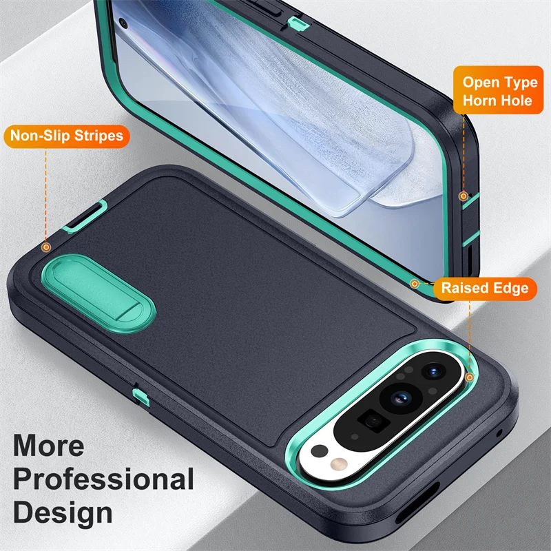 3 in 1 Heavy Duty Hybrid Armor Shockproof Defend Phone Case For Google Pixel 9 Pro XL Hard Plastic Frame Soft TPU Back Cover