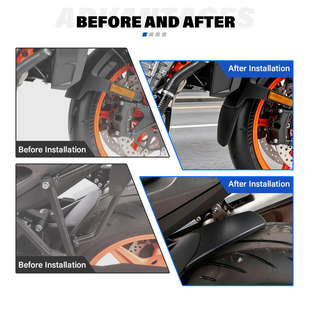 For 990 Duke 990Duke 2024 2025 2026 Motorcycle Accessories Front / Rear Fender Mudguard Extender Hugger Extension Splash Guard