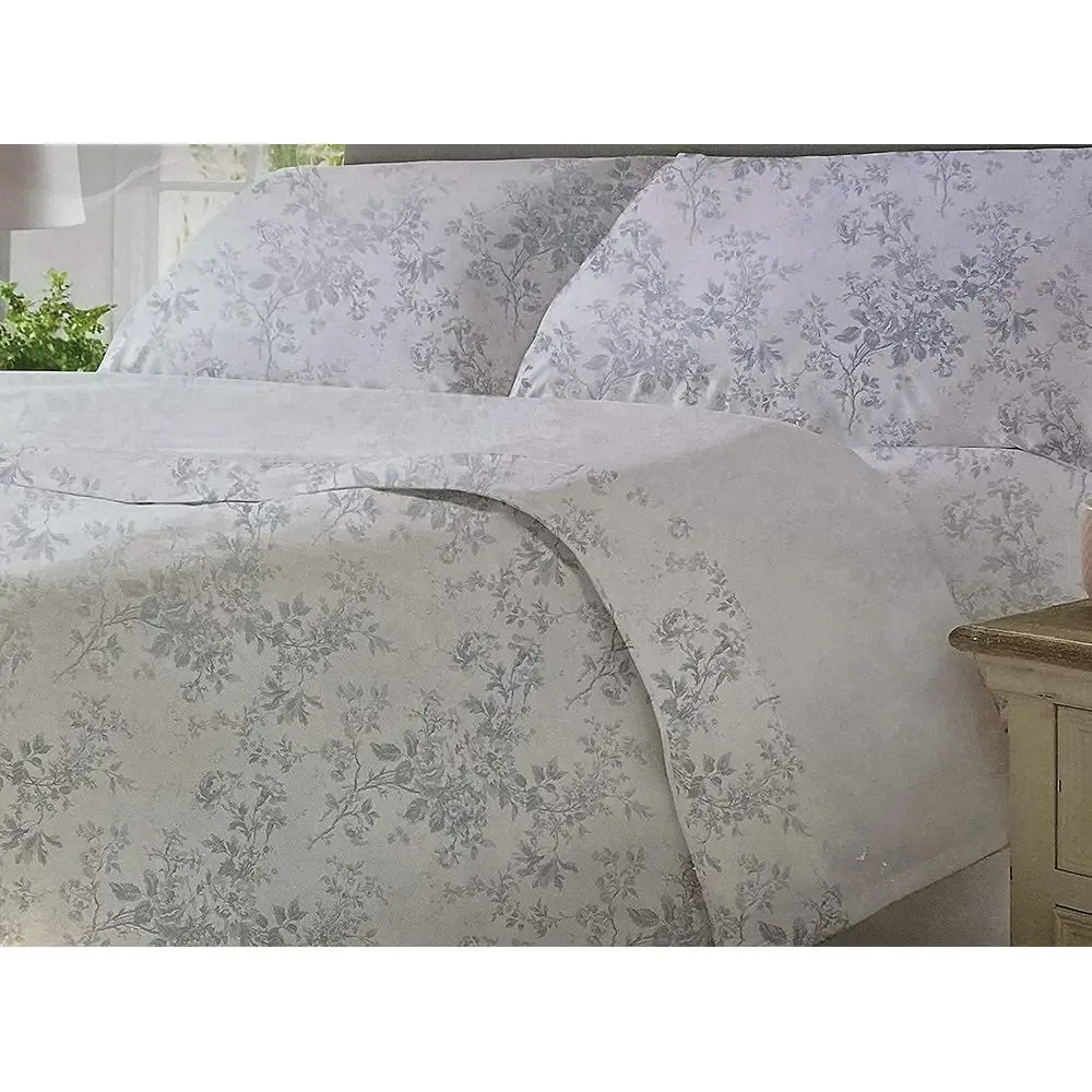 

o London Home Percale Collection loral 4 Piece Sheet Set 100% Cotton Percale Crisp & Cool, Lightweight & Moisture-Wicking Light