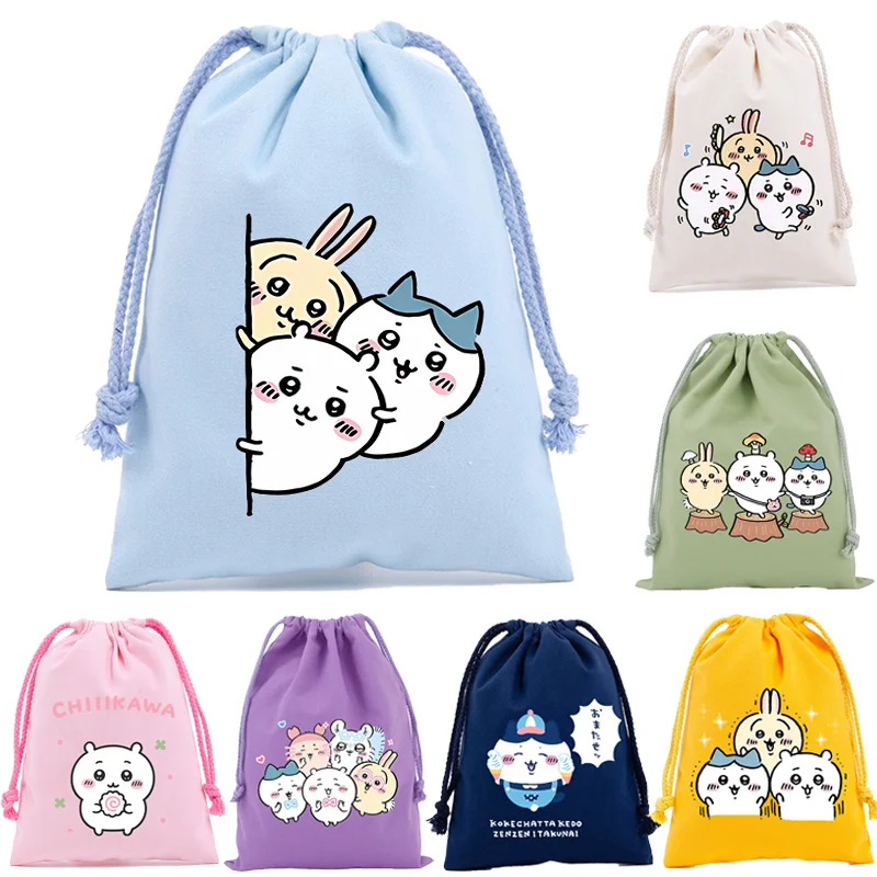Chiikawa Kordelzugbeutel Cartoon Anime Usagi Anime-Figuren Handtaschen Aufbewahrung Geburtstagsparty Süßigkeitenbeutel Deko-Geschenkbeutel