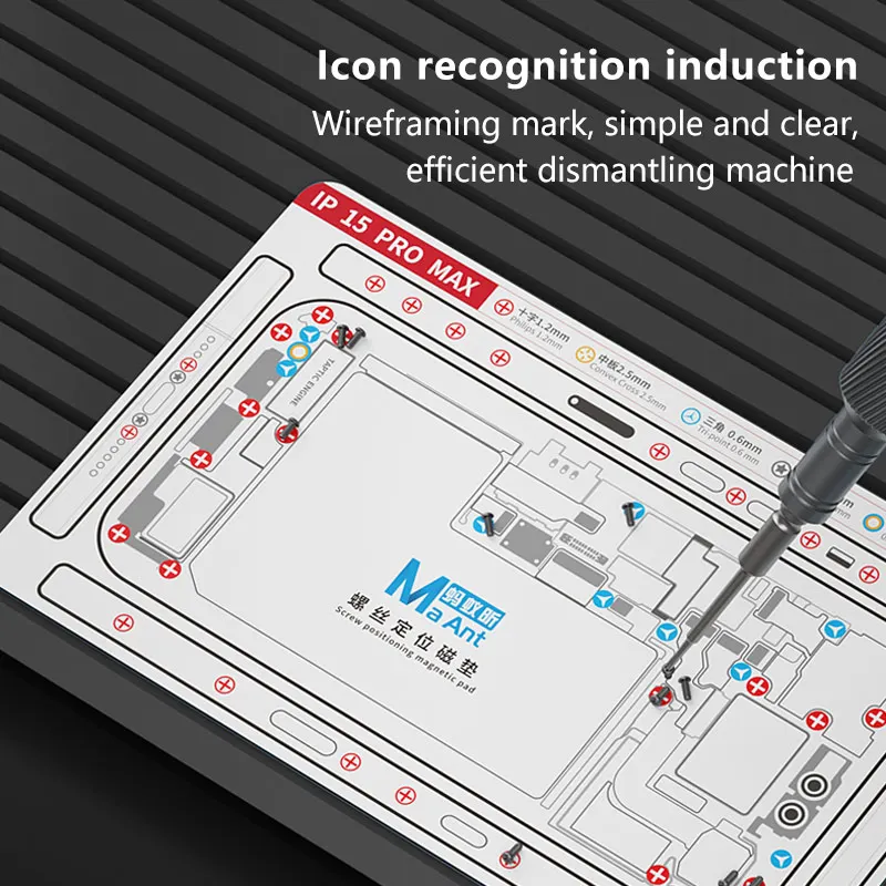 MaAnt Screw Positioning Magnetic Pad, Double-sided Adsorption Soft Magnetic Screw Storage Mat for iPhone X to 15 Pro Max