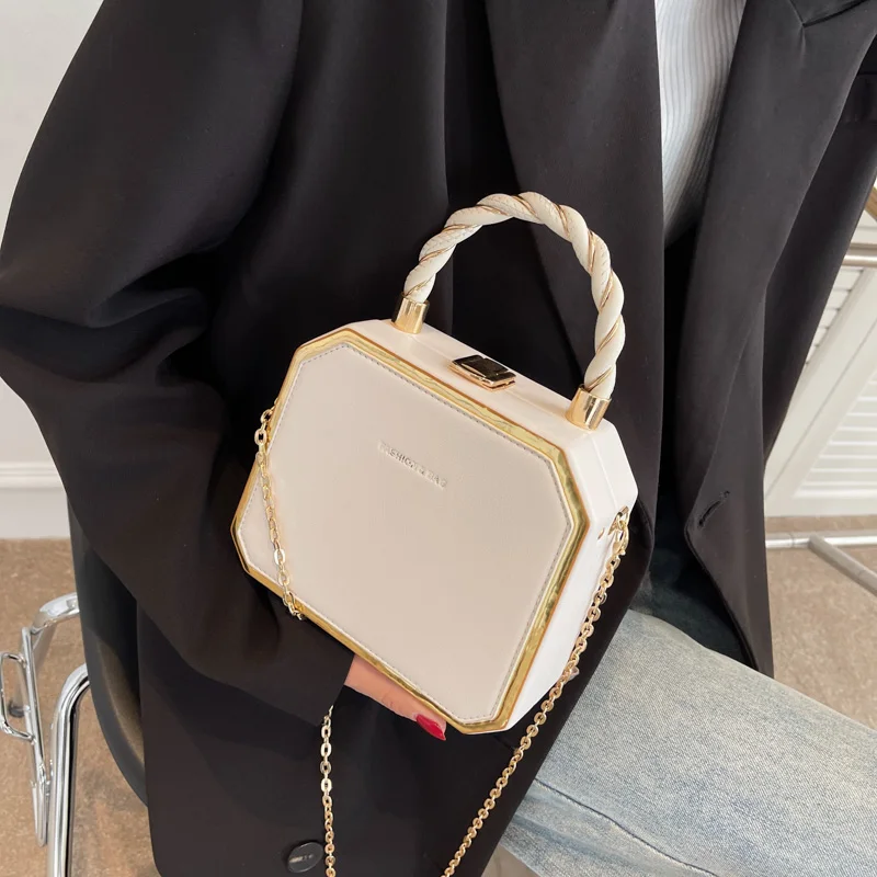 Evening Bags for Women 2022 Small Leather Crossbody Bag with Chain Shoulder Handbags and Purses Mini Tote Hard Box Prom Bag