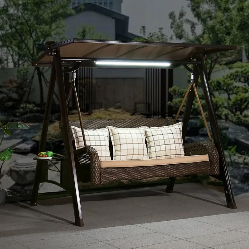 Rocking Chair Swing Outdoor Villa Garden Hanging Chair Outdoor Garden Balcony Solar Home Three Internet Celebrities Swing