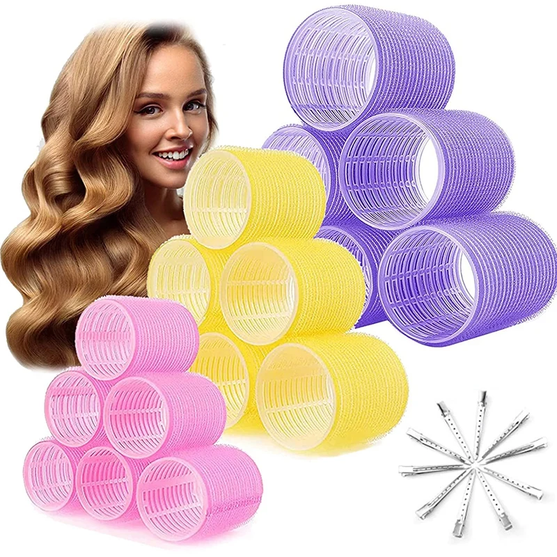 

28pcs/set Self-Grip Hair Rollers Heatless Hair Curlers No Heat Hair Bangs Volume Self-adhesive Hook Curlers DIY Styling Tools