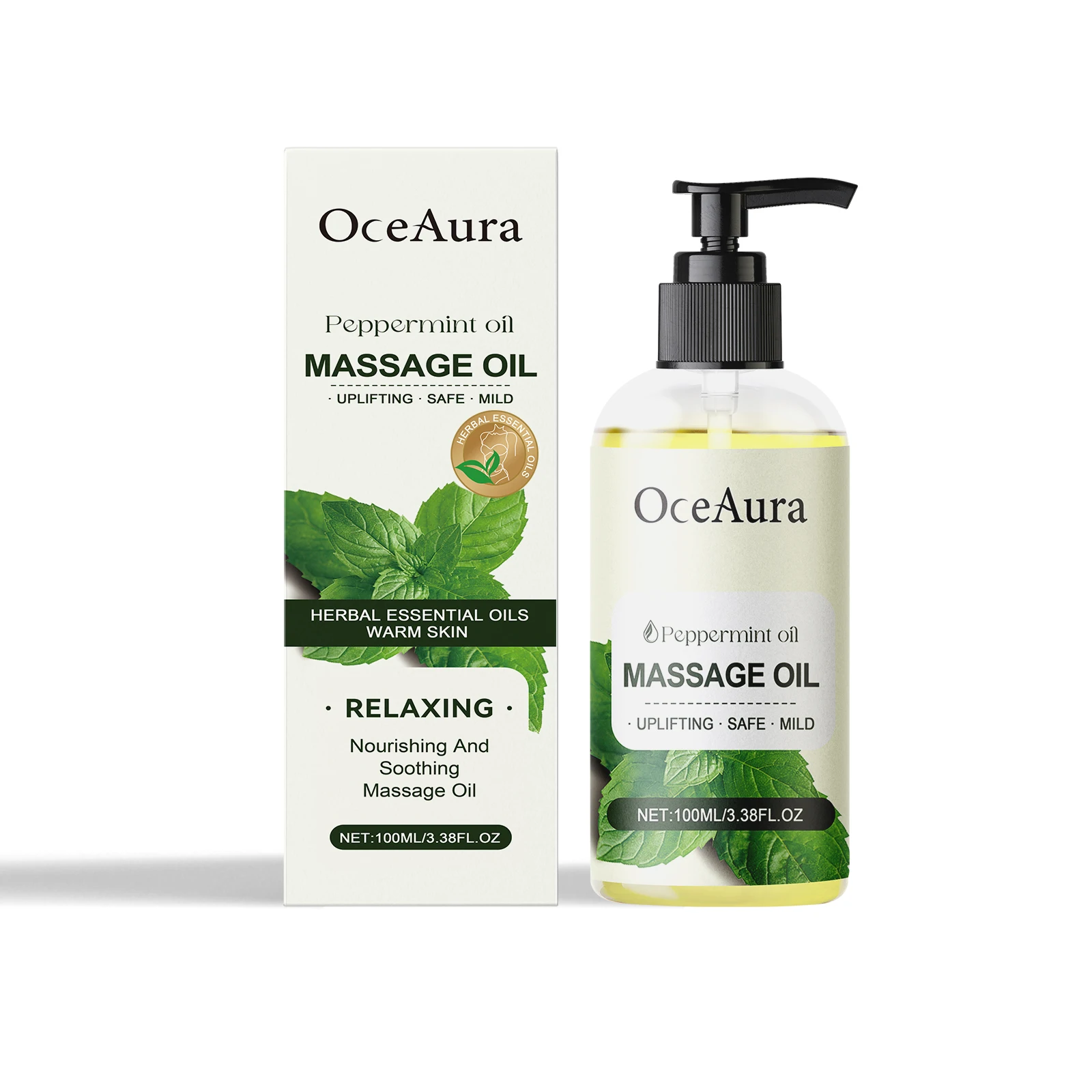 

OceAura растительное эфирное масло для тела, масло мяты перца, увлажняющее и увлажняющее, массажное эфирное масло для тела