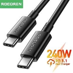 Rocoren PD 3.1 USB C타입 고속 충전 충전기 케이블, 아이폰 15 프로 맥북 프로 노트북용, USBC 데이터 와이어 코드, 240W, 100W